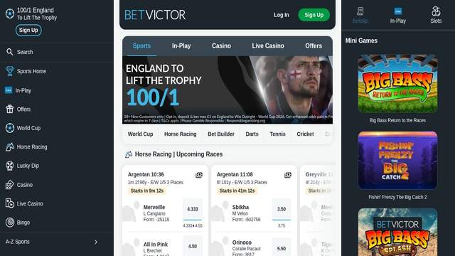 BetVictor casino screenshot